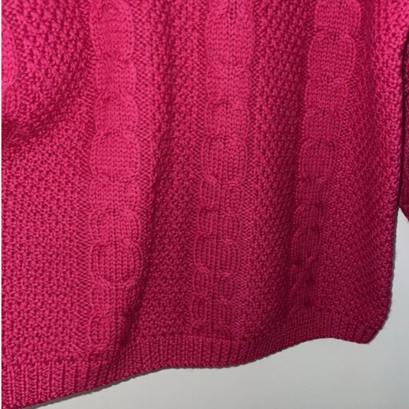 Vintage LL Bean Women’s 100% Wool Sweater Fisherman Cable Knit XL Pockets - Picture 15 of 16